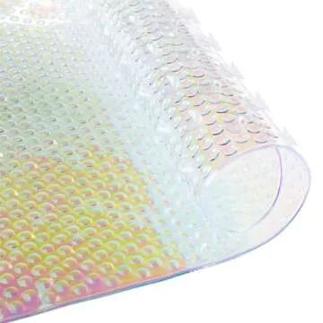 Bath Bliss Eco-Friendly Shower Tub Mat |Non-Slip | Suction Cup Base | Drain Holes | Kids and Adults Bath Safety | Iridescent