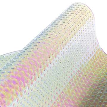 Bath Bliss Eco-Friendly Shower Tub Mat |Non-Slip | Suction Cup Base | Drain Holes | Kids and Adults Bath Safety | Iridescent