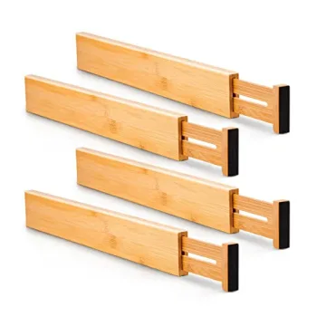 Utoplike 4 pcs Bamboo Drawer Dividers - Adjustable Organizers for Every Drawer