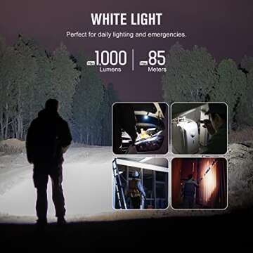 OLIGHT Arkfeld UV Rechargeable EDC Flashlight, 1000 Lumens White LED and 365nm Blacklight Combo for ...