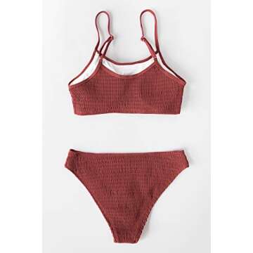 CUPSHE Women's Ruched Thong Bikini Swimsuit for Summer