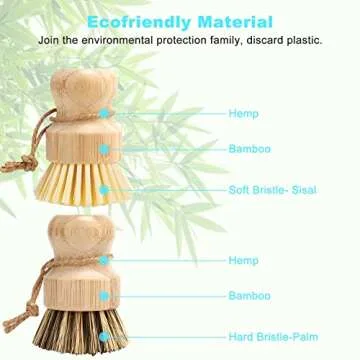 Eco-Friendly Bamboo Dish Brush Set - 4 Piece Set