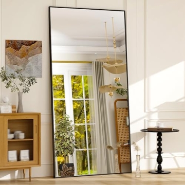 GLSLAND 71"x31" Full Length Mirror Extra Large Hanging or Leaning Rectangle Mirror Aluminum Alloy Th...