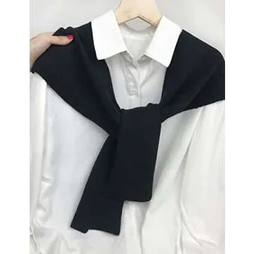 Zontroldy Women's Fashion Sweater Knitted Knotted Shawl Wraps Cape Tops Blouses(0221-Black-OneSize)