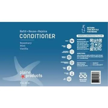 Plaine Products Eco-Friendly Shampoo and Conditioner - Rosemary, Mint, Vanilla - Sulfate Free, 16 oz (Refillable Bottles with Pumps)