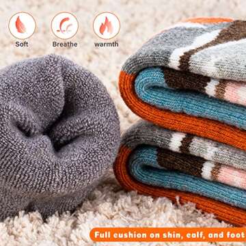 Hylaea Merino Wool Ski Socks Kids, Knee-high Warm Thermal Snowboard Skating Socks for Toddler Boys and Girls Pink Grey X-Small