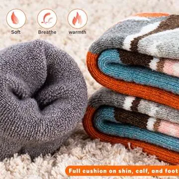 Hylaea Merino Wool Ski Socks Kids, Knee-high Warm Thermal Snowboard Skating Socks for Toddler Boys and Girls Pink Grey X-Small