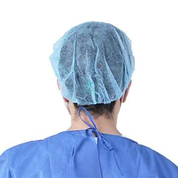 100 pcs Disposable Non-woven Bouffant Caps - 21 inches Anti-Dust Protective Head Hair Cover Hat with Elastic Stretch Band for Medical Labs Nurse Tattoo Hospital – Blue