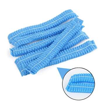 100 pcs Disposable Non-woven Bouffant Caps - 21 inches Anti-Dust Protective Head Hair Cover Hat with Elastic Stretch Band for Medical Labs Nurse Tattoo Hospital – Blue