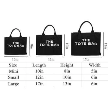 Rezido The Tote Bag for Women Crossbody Canvas Traveler Handbag Zipper A-black 12in x 10in x 6in