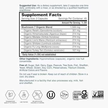 Nature's Lab Mushroom 7 Organic Blend for Immunity and Energy