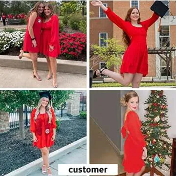 EXLURA Women Tie Back Long Sleeve Aline Mini Dress