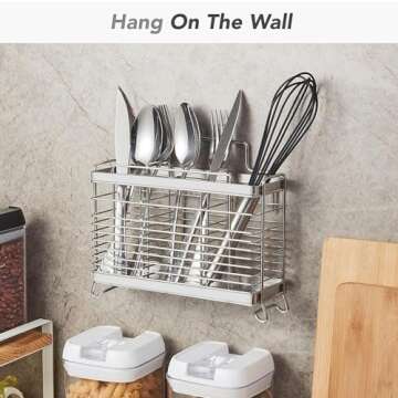 KESOL Utensil Holder with 3 Compartments, Rust-resistant