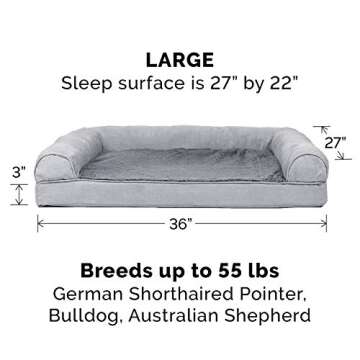 Furhaven Pet Dog Bed - Orthopedic Ultra Plush Faux Fur and Suede Traditional Sofa-Style Living Room ...