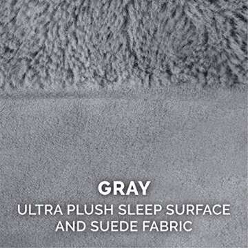 Furhaven Pet Dog Bed - Orthopedic Ultra Plush Faux Fur and Suede Traditional Sofa-Style Living Room Couch Pet Bed with Removable Cover for Dogs and Cats, Gray, Large