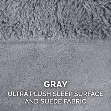 Furhaven Pet Dog Bed - Orthopedic Ultra Plush Faux Fur and Suede Traditional Sofa-Style Living Room Couch Pet Bed with Removable Cover for Dogs and Cats, Gray, Large