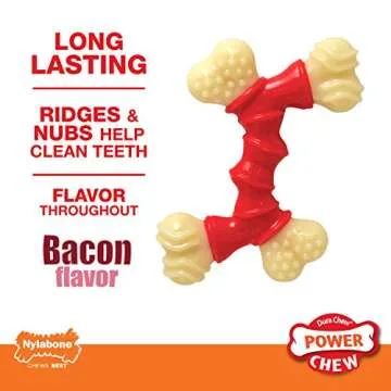 Nylabone Double Bone Power Chew Toy for Dogs, Dog Toys for Aggressive Chewers, Bacon Flavor, Medium - Up to 35 lbs, 1 Count