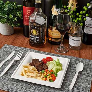 Eco-friendly 8 Inch Square Compostable Plates - 150 Pack