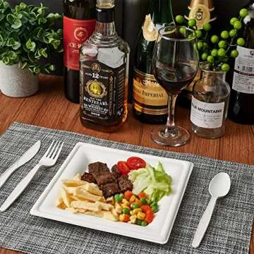 Eco-friendly 8 Inch Square Compostable Plates - 150 Pack