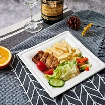 Eco-friendly 8 Inch Square Compostable Plates - 150 Pack