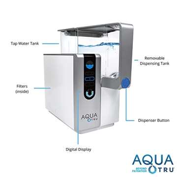 AquaTru Water Purification Unit - Certified NSF/ANSI Standards, Removes 83 Contaminants, No Plumbing Required, Cost-Effective, Environmentally Friendly