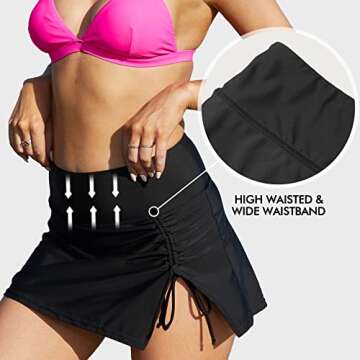 ALove Women Swimskirt Bottom Swimming Shorts Skirt Stretchy Bikini with Skirt Bottom XL Black