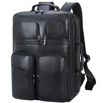 TIDING 17.3" Leather Laptop Backpack for Men, Stylish & Durable