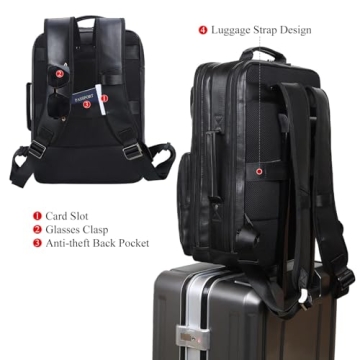 TIDING 17.3" Leather Laptop Backpack for Men, Stylish & Durable