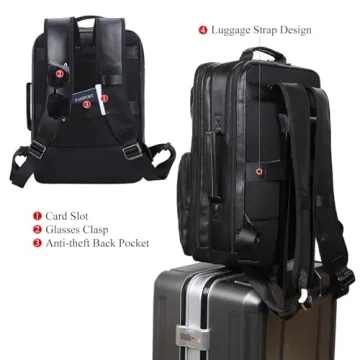 TIDING 17.3" Leather Laptop Backpack for Men, Stylish & Durable