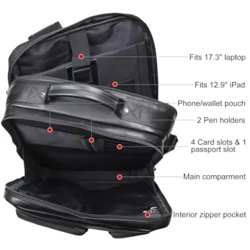 TIDING 17.3" Leather Laptop Backpack for Men, Stylish & Durable