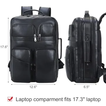 TIDING 17.3" Leather Laptop Backpack for Men, Stylish & Durable