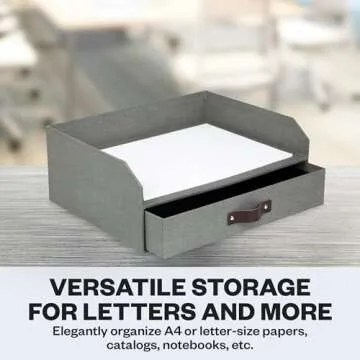 Bigso Walter Letter Tray for A4 or Letter Size Documents - Paper Tray Organizer for Desk with Storage Drawer and Stable Rubber Feet - 13.1in x 10in x 5.2in - Gray