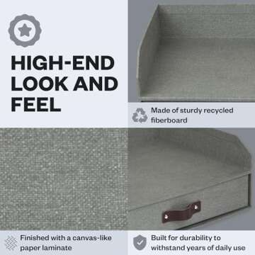 Bigso Walter Letter Tray for A4 or Letter Size Documents - Paper Tray Organizer for Desk with Storage Drawer and Stable Rubber Feet - 13.1in x 10in x 5.2in - Gray