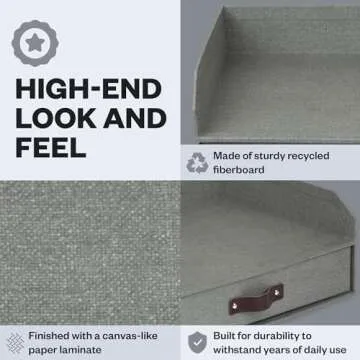 Bigso Walter Letter Tray for A4 or Letter Size Documents - Paper Tray Organizer for Desk with Storage Drawer and Stable Rubber Feet - 13.1in x 10in x 5.2in - Gray