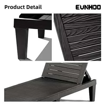 EUNHOO Chaise Lounge Outdoor Set of 4,Adjustable Pool Lounge Chair with 5 Positions Backrest, Waterproof Sun Loungers for Garden Pool Beach Patio Deck Sunbathing.Black