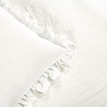 Lush Decor - Comforter Set, Luxurious Bedding with Matching Shams, Ruffle Lace Design, Shabby Chic Room Decor (Ella White, Full/Queen)