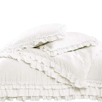 Lush Decor - Comforter Set, Luxurious Bedding with Matching Shams, Ruffle Lace Design, Shabby Chic Room Decor (Ella White, Full/Queen)