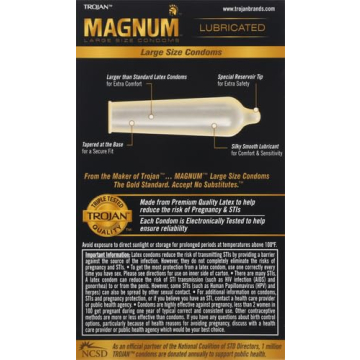Trojan Magnum Large Size Lubricated Condoms - 12 Count