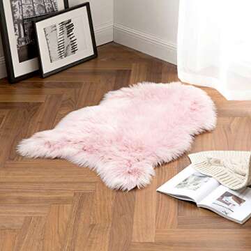 MIULEE Fluffy Rug Soft Shaggy Faux Fur Area Rug Luxury Plush Sheepskin Carpet for Bedroom Living Room Sofa Chair 2 x 3 Feet, Pink