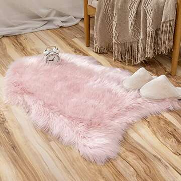 MIULEE Fluffy Rug Soft Shaggy Faux Fur Area Rug Luxury Plush Sheepskin Carpet for Bedroom Living Room Sofa Chair 2 x 3 Feet, Pink