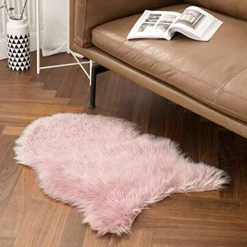 MIULEE Fluffy Rug Soft Shaggy Faux Fur Area Rug Luxury Plush Sheepskin Carpet for Bedroom Living Room Sofa Chair 2 x 3 Feet, Pink