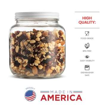 Paksh Wide Mouth Glass Mason Jar 64 Oz - 4 Pack