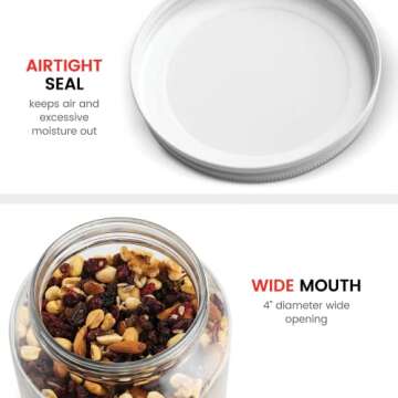 Paksh Wide Mouth Glass Mason Jar 64 Oz - 4 Pack