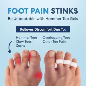 Dr. Frederick's Original Hammer Toe Gels - 2 Pairs - Hammertoe Support Crest for Women & Men - Cushion & Temporary Splint for Toe Alignment, Crooked Toes, and Pain Relief - White - 3 Loop Design