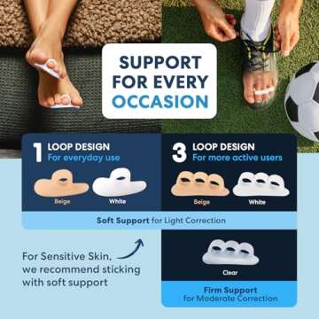 Dr. Frederick's Original Hammer Toe Gels - 2 Pairs - Hammertoe Support Crest for Women & Men - Cushion & Temporary Splint for Toe Alignment, Crooked Toes, and Pain Relief - White - 3 Loop Design