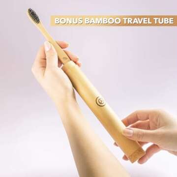 Eco-Friendly Bamboo Toothbrush Set with Charcoal Floss 4 Pack