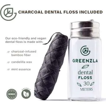 Eco-Friendly Bamboo Toothbrush Set with Charcoal Floss 4 Pack