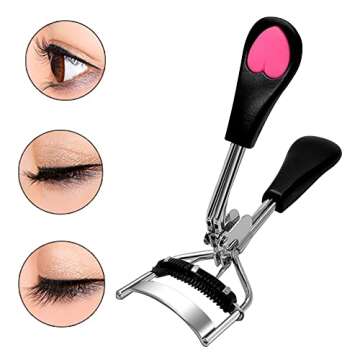 Pinkiou Eyelash Curlers with Comb and Eeylash Separator Set Professional Lash Curler with Built-in C...