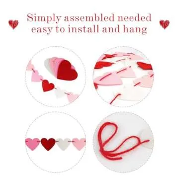 Valentines Decor, Valentines Decorations Burlap Banner, Be Mine Hanging Banner with 28 Pcs Felt Heart Garland