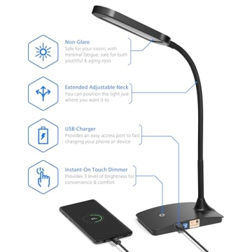 Ultimate IVY LED Desk Lamp with USB Charging for Home